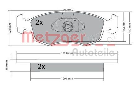 Zestaw klocków hamulcowych, hamulce tarczowe METZGER AUTOTEILE 1170249