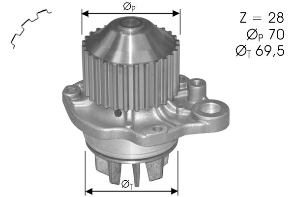 Pompe à eau, refroidissement du moteur