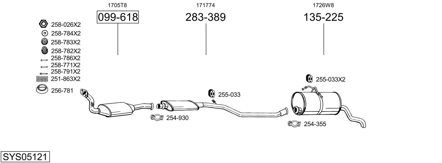 Układ wydechowy BOSAL SYS05121