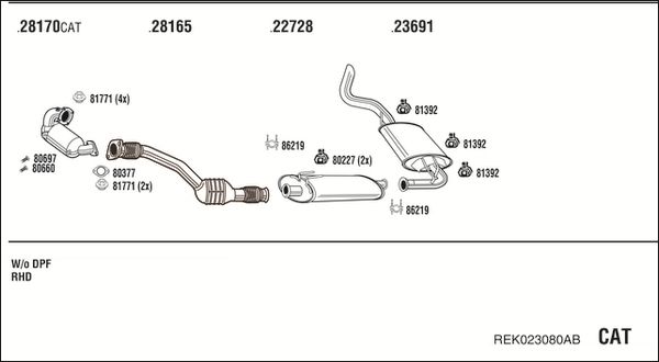 Układ wydechowy WALKER REK023080AB
