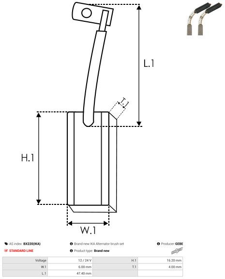 Levně Uhlíkový kartáč, generátor AS-PL BX220(IKA)