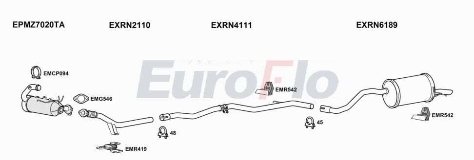 Układ wydechowy EUROFLO RNCAP15D1005