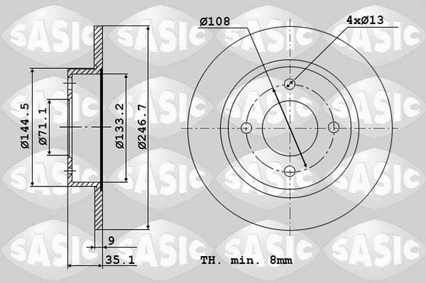 Tarcza hamulcowa SASIC 2464W94J