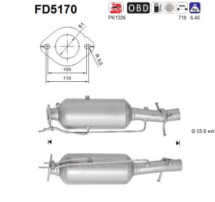 Filtr sadzy / filtr cząstek stałych, układ wydechowy AS FD5170