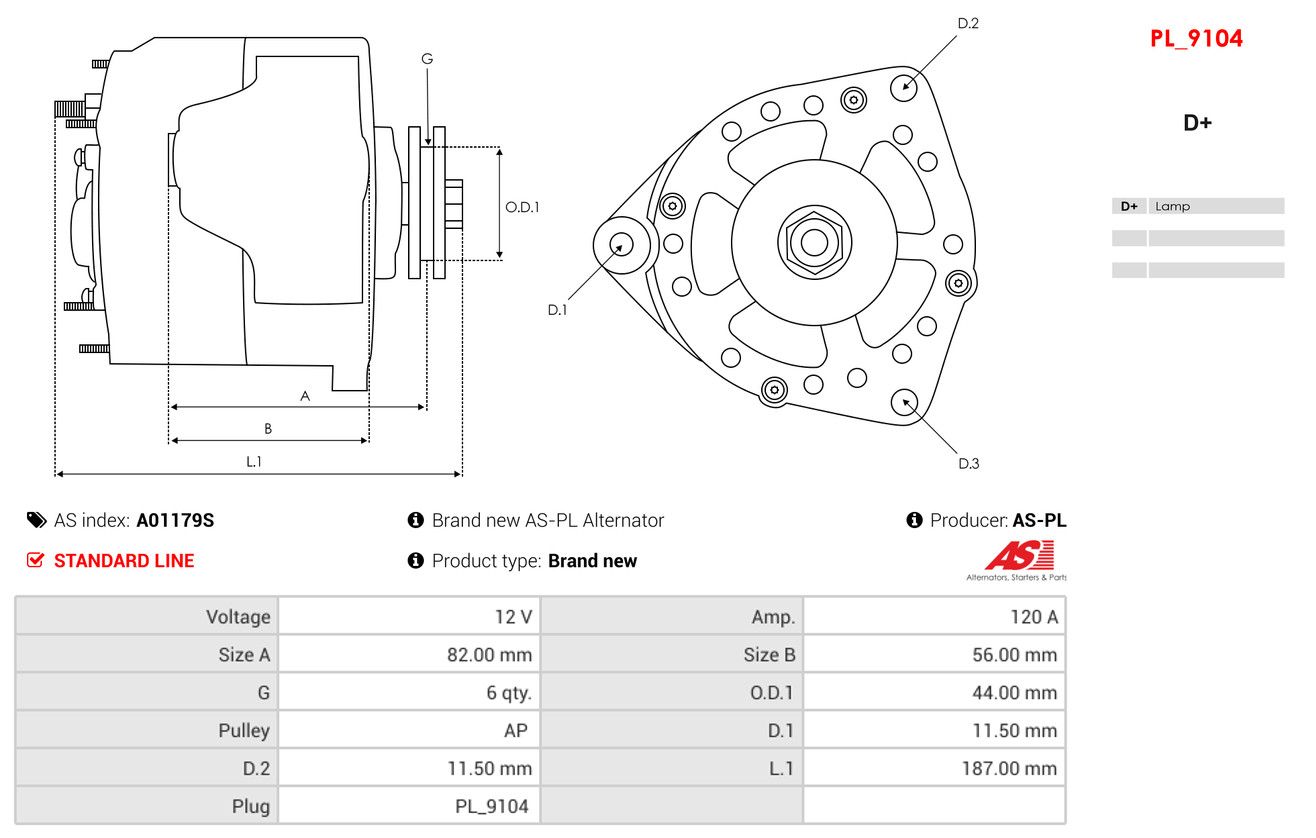 Alternator AS-PL A01179S