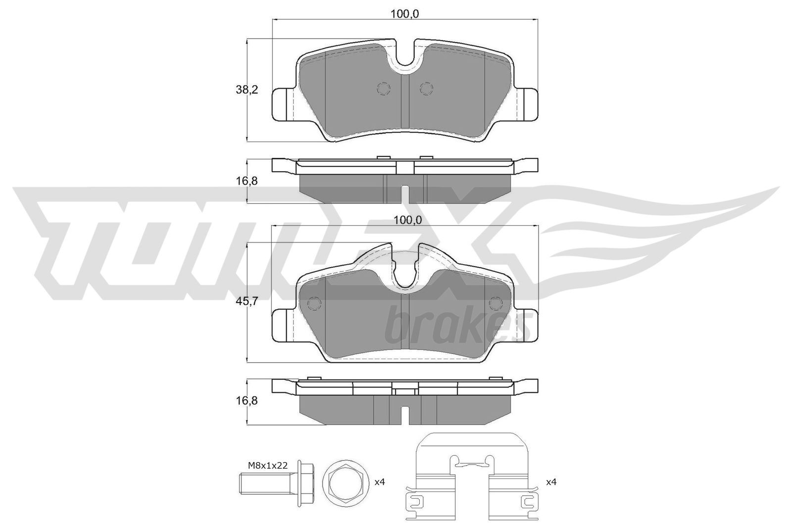 Levně Sada brzdových destiček, kotoučová brzda TOMEX Brakes 17-83