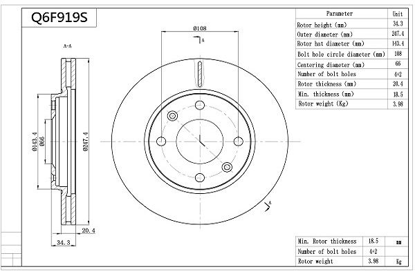 Tarcza hamulcowa AISIN Q6F919S