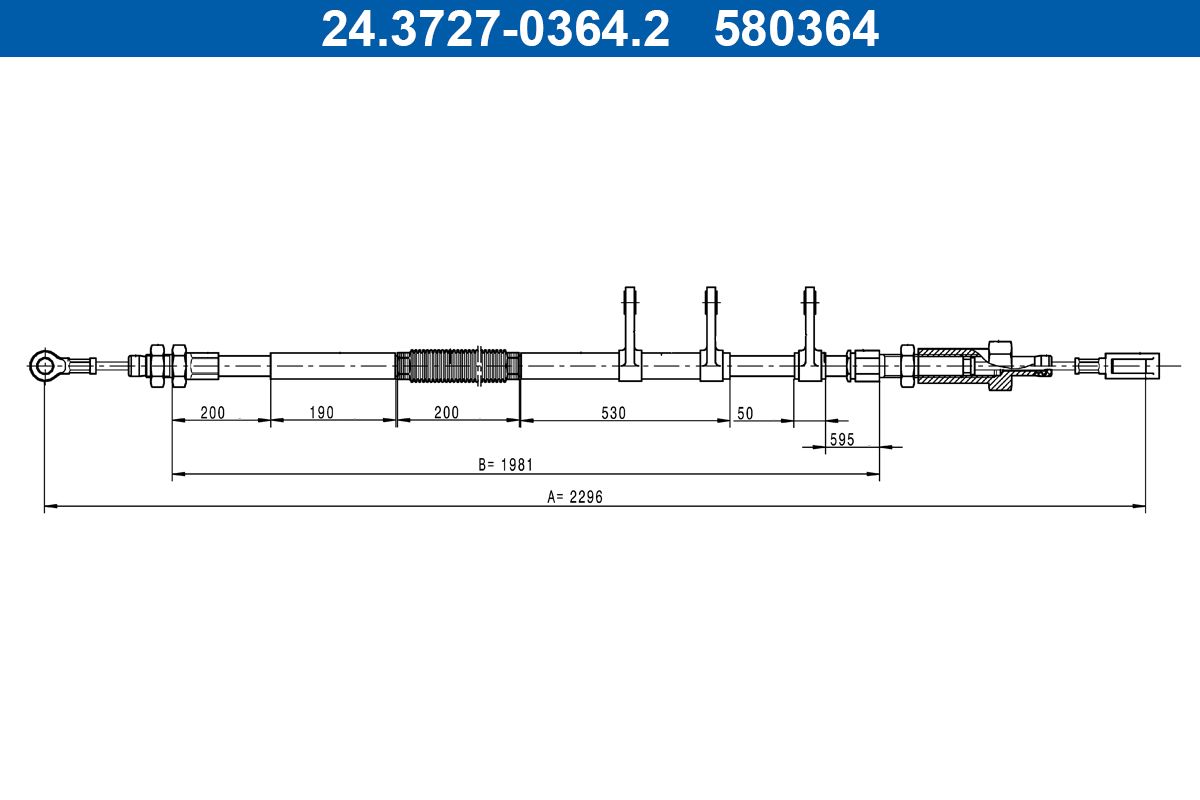 Cablu, frana de parcare ATE 24.3727-0364.2