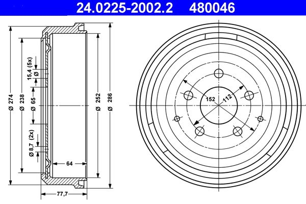 Brzdový bubon ATE 24.0225-2002.2
