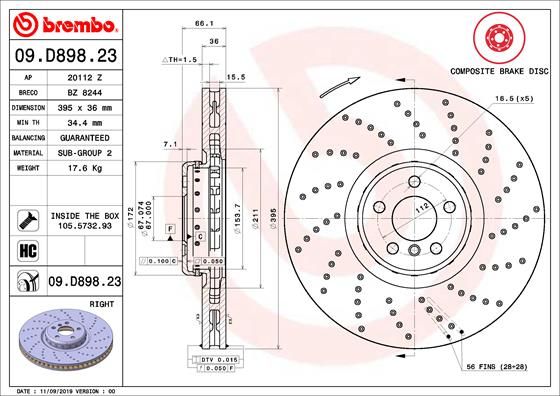 Brzdový kotúč BREMBO 09.D898.23