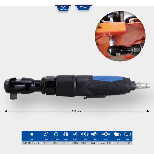 Mașină de înșurubat cu clichet (aer comprimat) BRILLIANT TOOLS BT160600