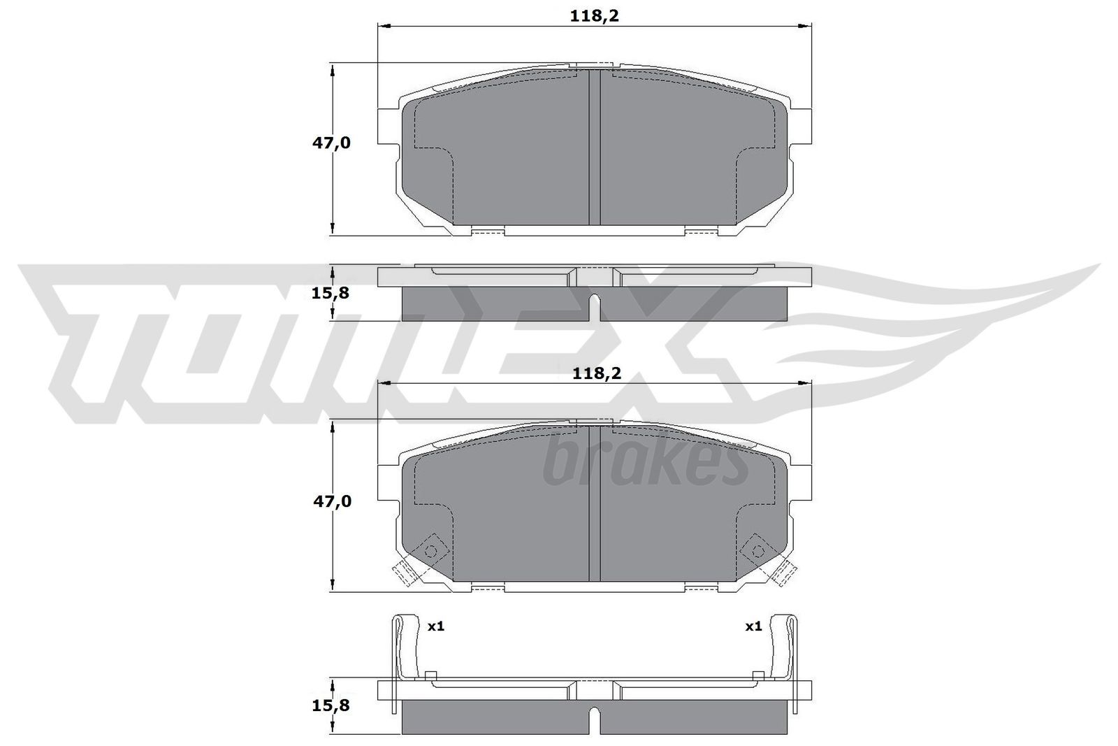 Sada brzdových destiček, kotoučová brzda TOMEX Brakes 14-95