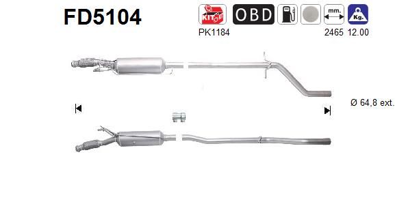 Filtr sadzy / filtr cząstek stałych, układ wydechowy AS FD5104
