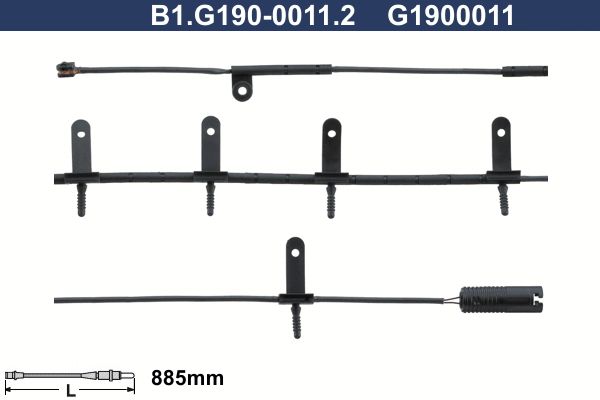 Styk ostrzegawczy, zużycie okładzin hamulcowych GALFER B1.G190-0011.2