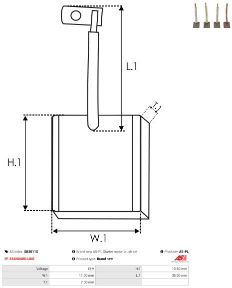 Levně Uhlíkový kartáč, startér AS-PL SB3011S