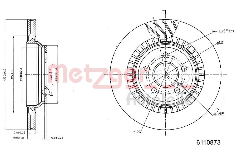Tarcza hamulcowa METZGER AUTOTEILE 6110873