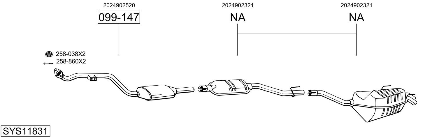 Układ wydechowy BOSAL SYS11831