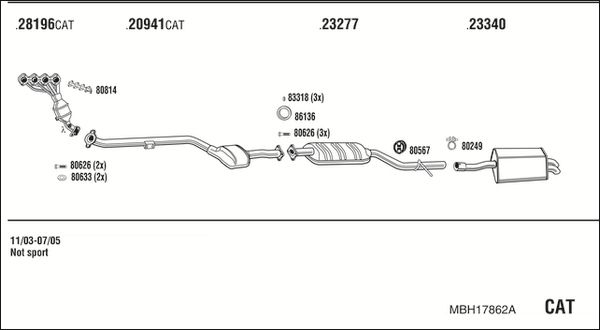 Układ wydechowy WALKER MBH17862A