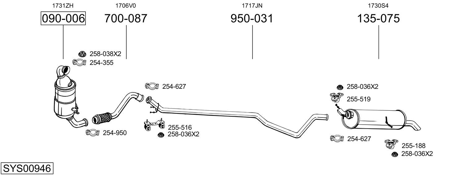 Układ wydechowy BOSAL SYS00946