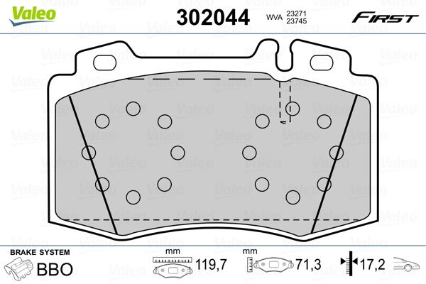 Sada brzdových platničiek kotúčovej brzdy VALEO 302044