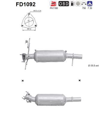 Filtr sadzy / filtr cząstek stałych, układ wydechowy AS FD1092