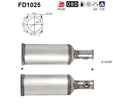 Filtr sadzy / filtr cząstek stałych, układ wydechowy AS FD1025
