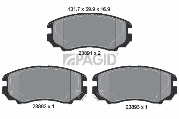 Zestaw klocków hamulcowych, hamulce tarczowe PAGID T1412N