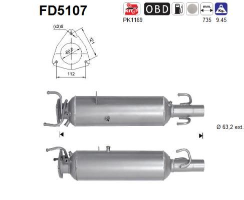 Filtr sadzy / filtr cząstek stałych, układ wydechowy AS FD5107