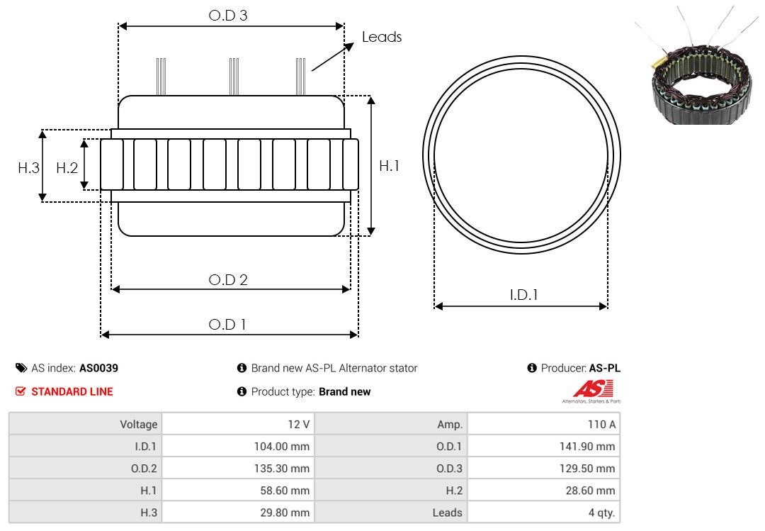 Levně Stator, generátor AS-PL AS0039
