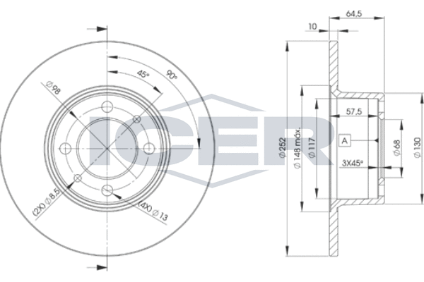 Tarcza hamulcowa ICER 78BD1070-2
