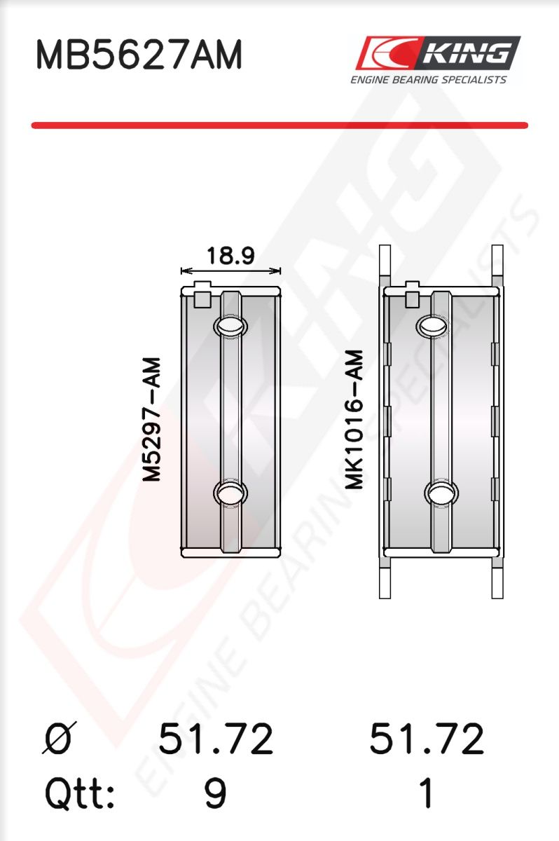 Set cuzineți arbore cotit KING MB5627AM 010