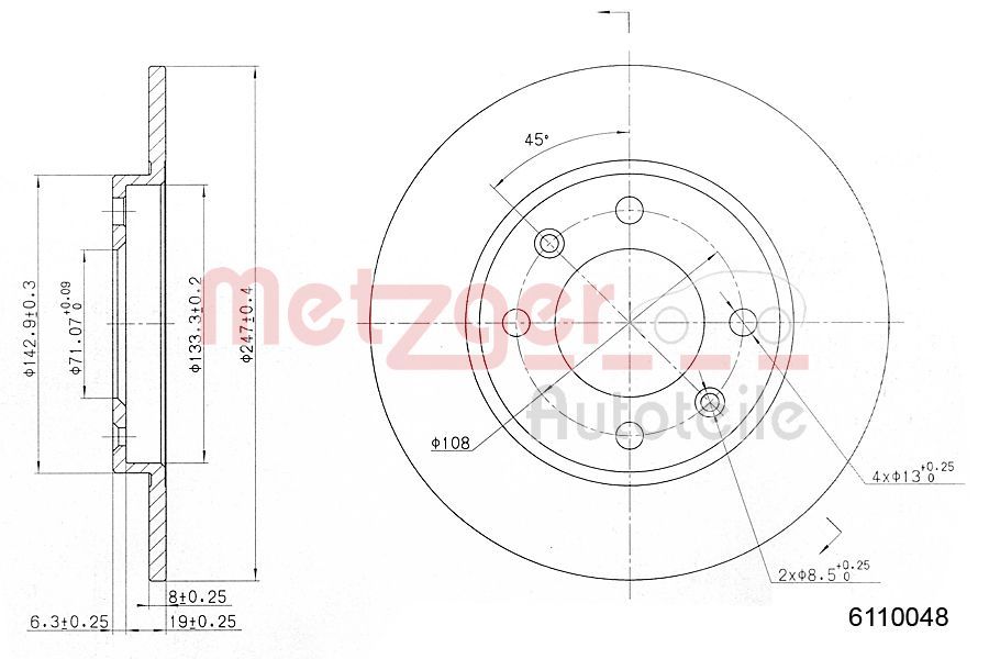 Tarcza hamulcowa METZGER AUTOTEILE 6110048