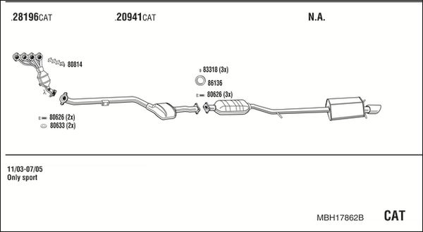 Układ wydechowy WALKER MBH17862B