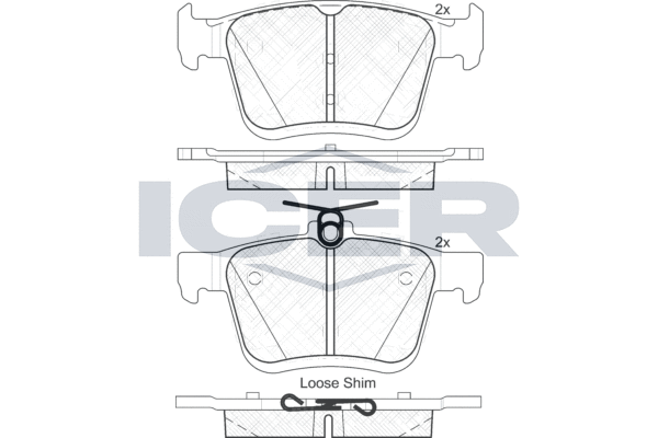 Zestaw klocków hamulcowych, hamulce tarczowe ICER 182099