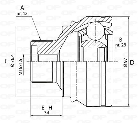 Jeu de joints, arbre de transmission