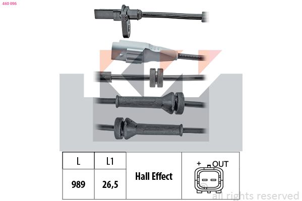 Czujnik, prędkość obrotowa koła KW 460 096