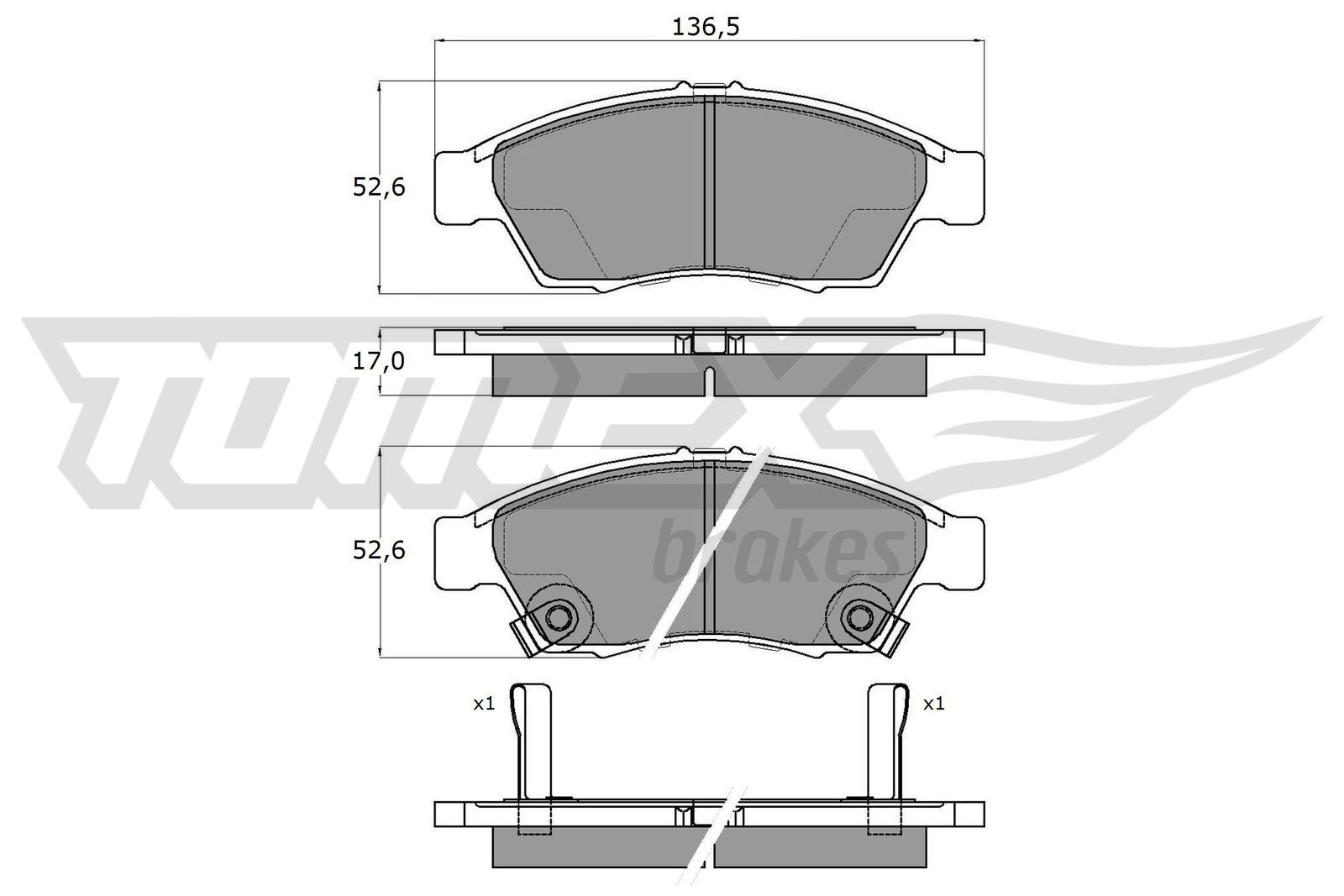 Sada brzdových destiček, kotoučová brzda TOMEX Brakes 16-08