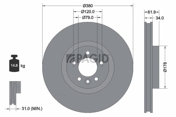 Tarcza hamulcowa PAGID 55356NC