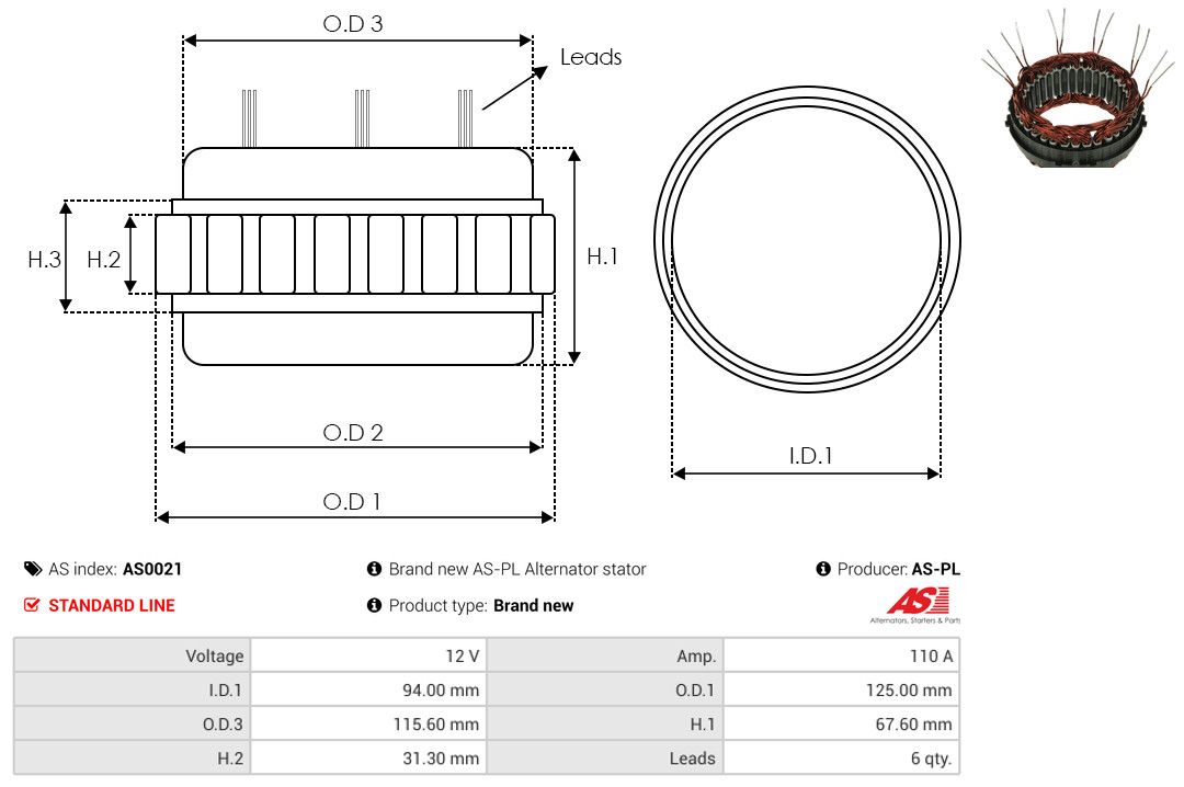 Levně Stator, generátor AS-PL AS0021