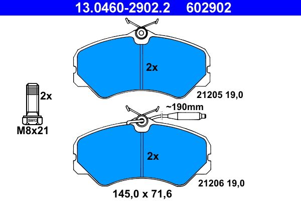 Sada brzdových platničiek kotúčovej brzdy ATE 13.0460-2902.2