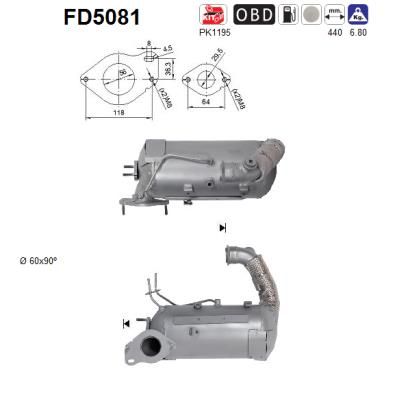 Filtr sadzy / filtr cząstek stałych, układ wydechowy AS FD5081