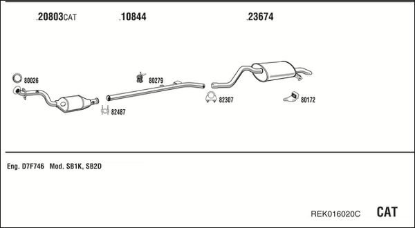 Układ wydechowy WALKER REK016020C