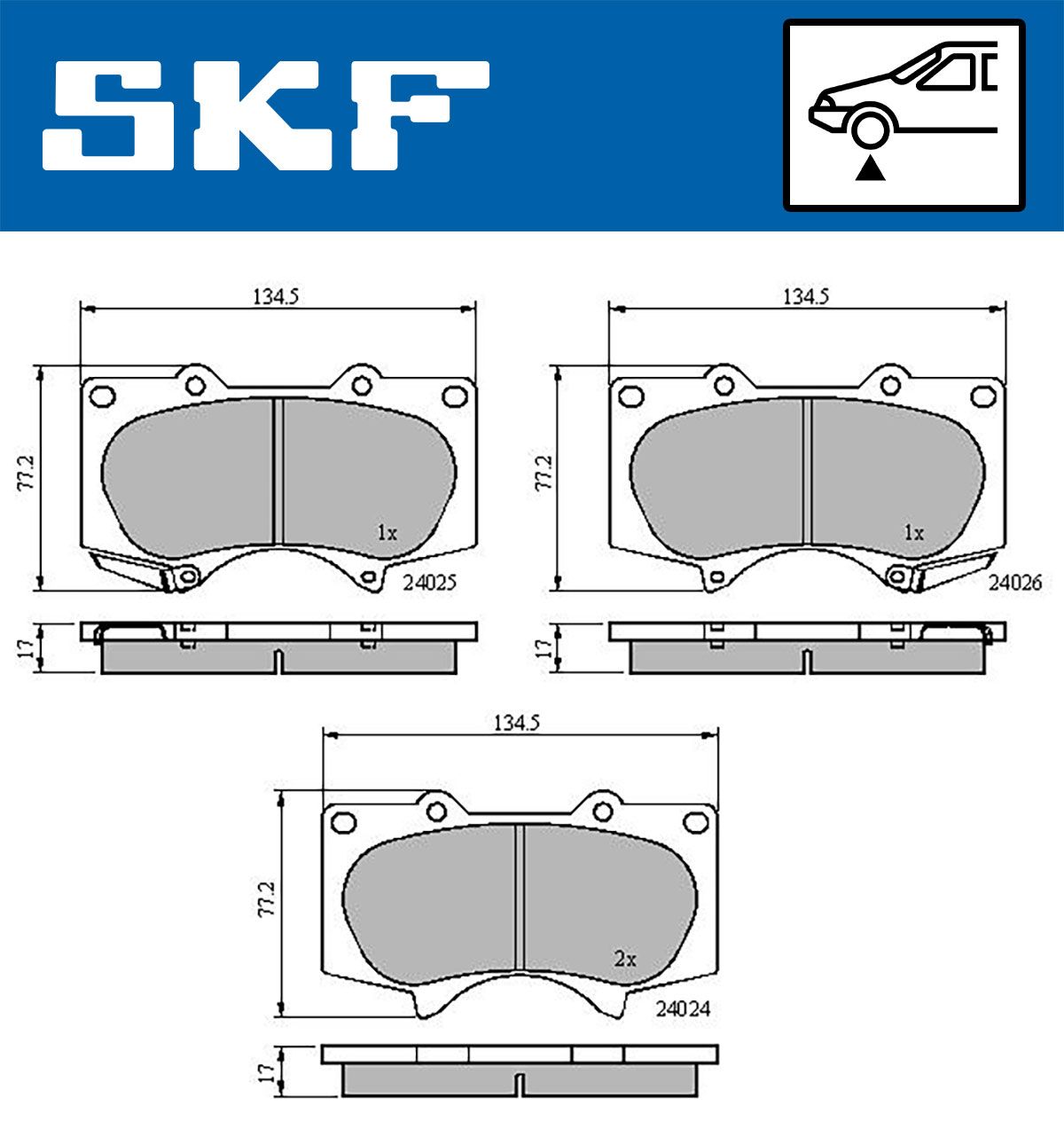 Zestaw klocków hamulcowych, hamulce tarczowe SKF VKBP 80135 A