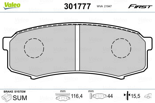 Sada brzdových platničiek kotúčovej brzdy VALEO 301777