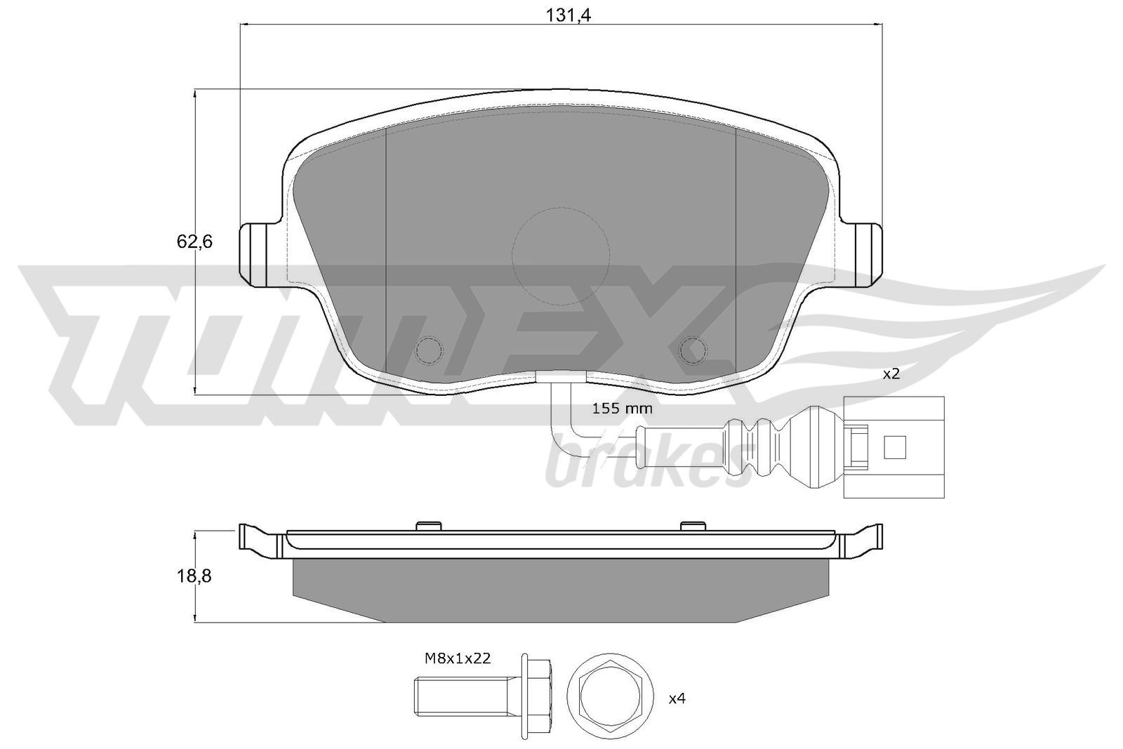 Levně Sada brzdových destiček, kotoučová brzda TOMEX Brakes 13-591