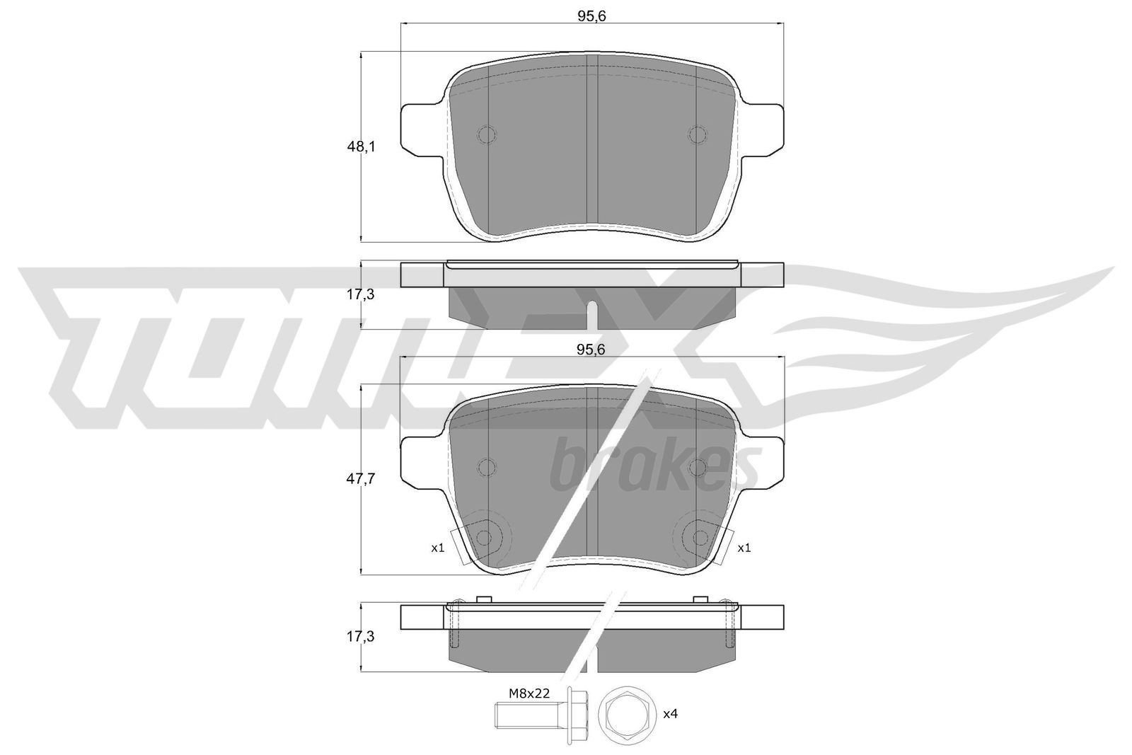 Levně Sada brzdových destiček, kotoučová brzda TOMEX Brakes 17-94
