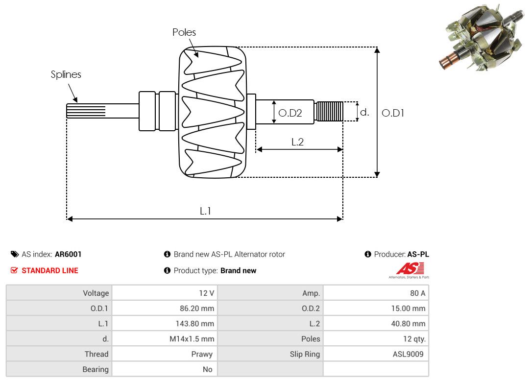 Levně Rotor, generátor AS-PL AR6001