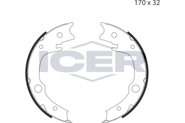 Zestaw szczęk hamulcowych, hamulec postojowy ICER 79PB4041 C