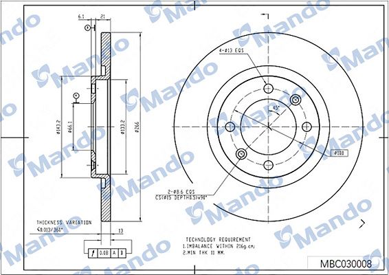 Tarcza hamulcowa MANDO MBC030008
