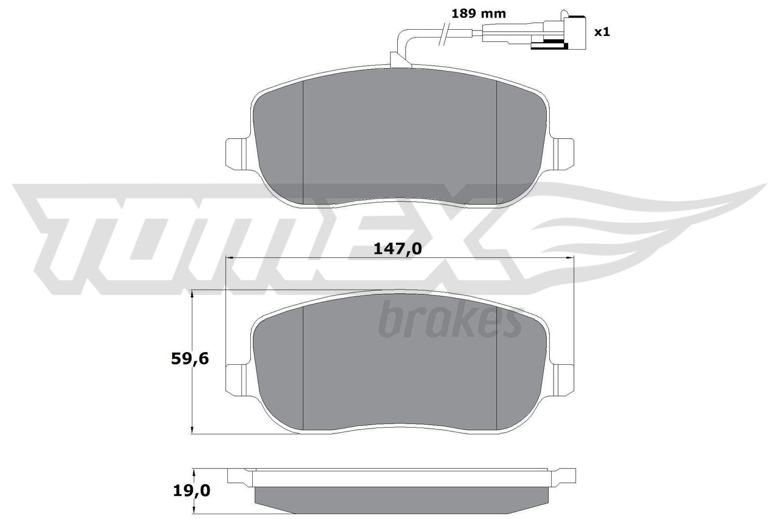 Levně Sada brzdových destiček, kotoučová brzda TOMEX Brakes 13-341